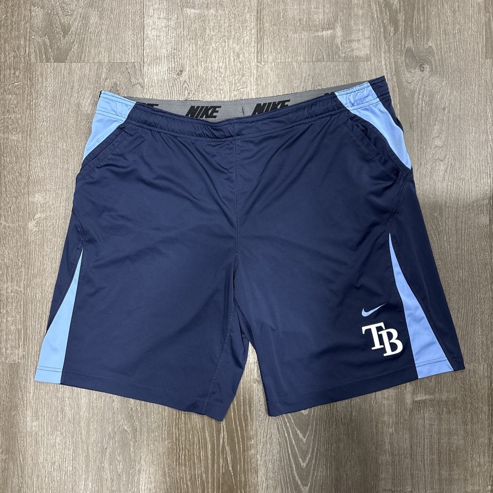 Nike Tampa Bay Rays Men's XXL Blue Shorts Pockets Dri Fit MLB Authentic Training